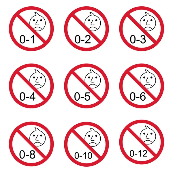 禁止携带0 1等标志的婴儿 不适合1 2岁以下儿童的矢量图标 — 图库矢量图片