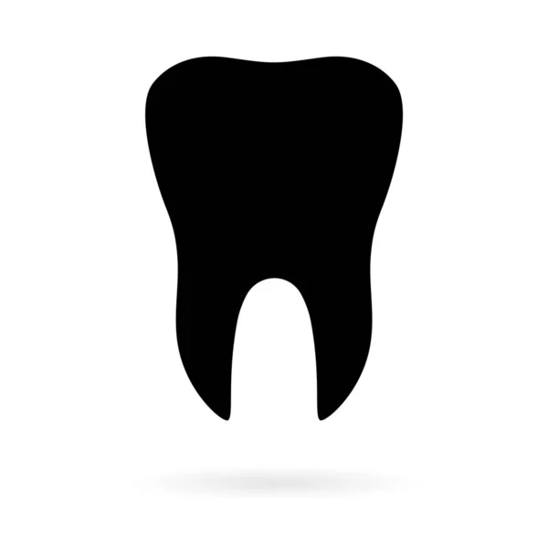 Zahn Mit Schatten Flach Symbol Isoliert Auf Weißem Hintergrund Zahnvektorillustration — Stockvektor