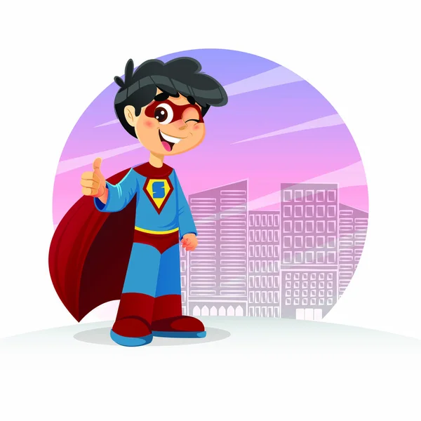 Polegar para cima Super Boy —  Vetores de Stock