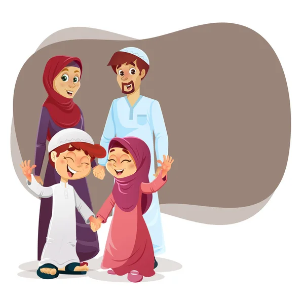 Ευτυχισμένη μουσουλμανική οικογένεια — Διανυσματικό Αρχείο
