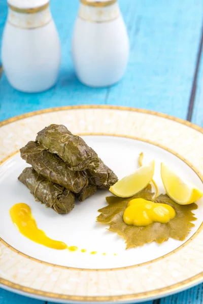 Stuffed Grape Leaves Dish — Stock Photo, Image