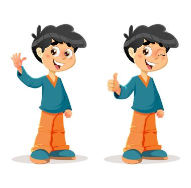 Genç çocuk ifadeler mutlu başparmak