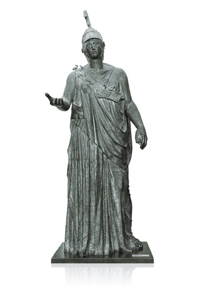 Estatua Atenea Antigua Diosa Sabiduría Conocimiento Sobre Blanco — Foto de Stock