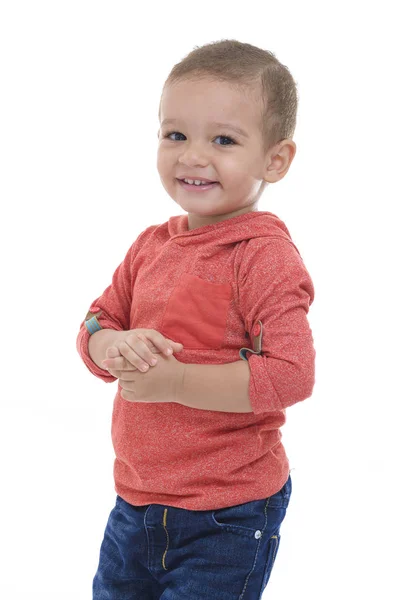 Feliz Lindo Joven Sonrisa Blanco — Foto de Stock