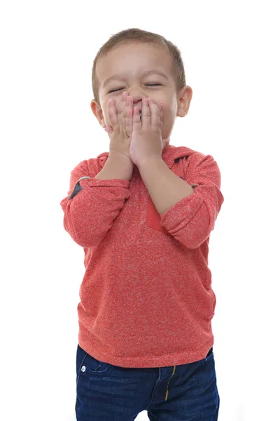 Young Happy Child Laughing White Background — Stock Photo, Image