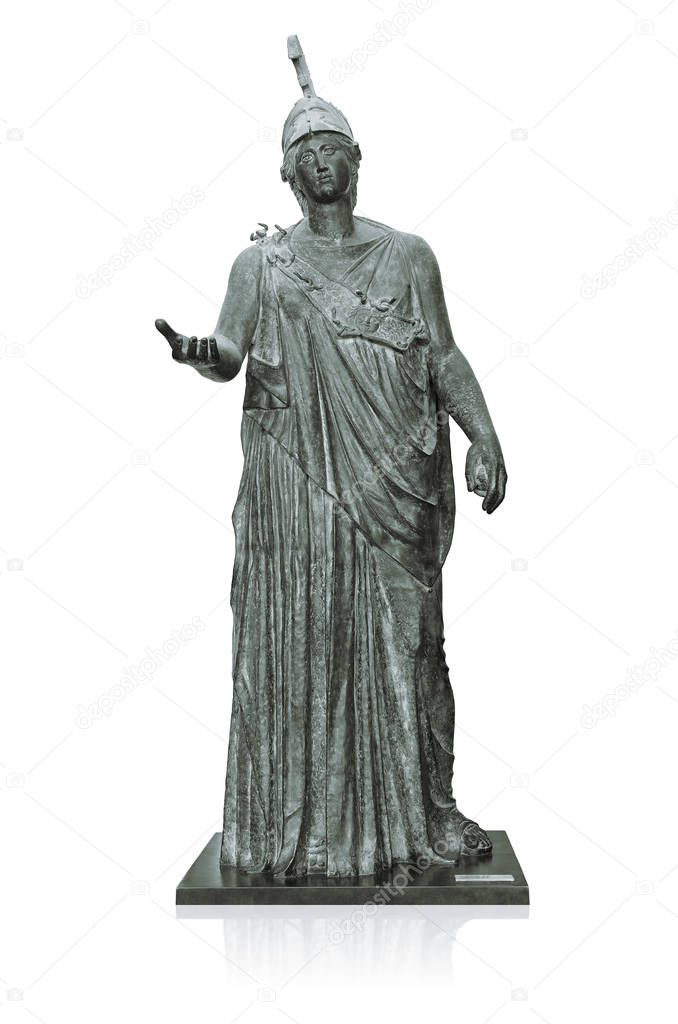 Statue of Athena, The Ancient Goddess of Wisdom and Knowledge on White