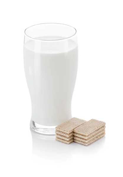 Copo de leite e varas Wafer — Fotografia de Stock