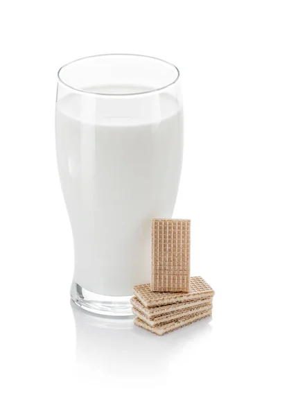 Copo de leite com varas Wafer — Fotografia de Stock