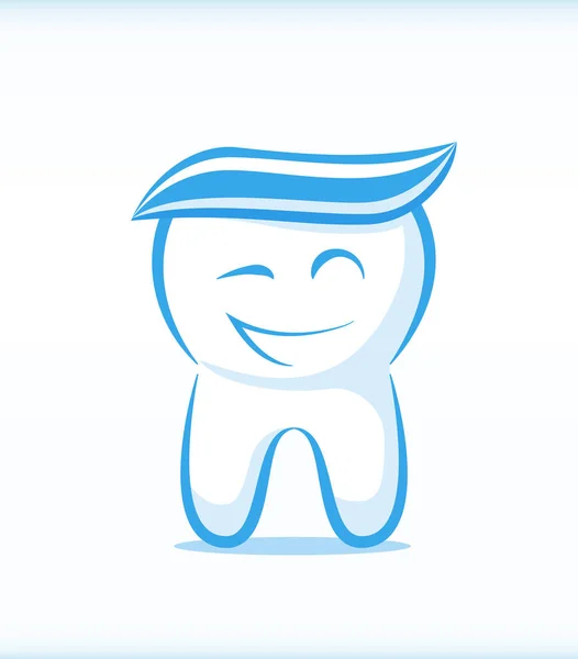 Vector Tooth Character with Toothpaste — Stock Vector