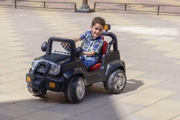 Happy young Boy Driving a Car — Stock Photo, Image