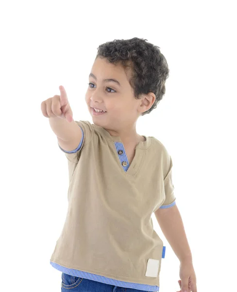 Happy Young Boy Pointing — Stock Photo, Image