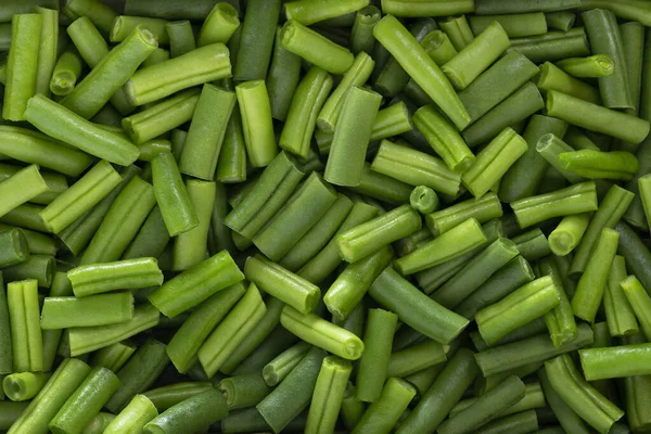 Heap de feijão de corda verde fresco picado — Fotografia de Stock