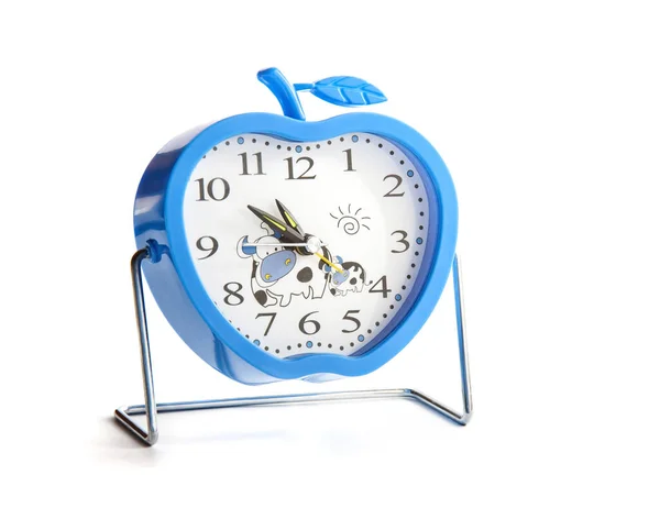 Azul Engraçado Crianças Relógio Alarme Isolado Fundo Branco — Fotografia de Stock