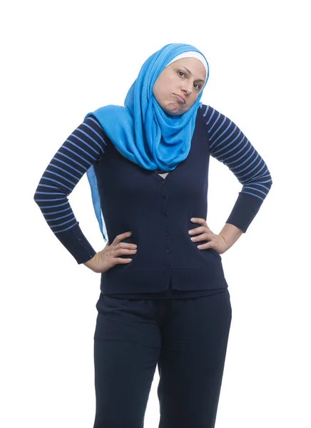 Una Donna Araba Musulmana Confusa Non Avere Alcuna Idea Espressione — Foto Stock