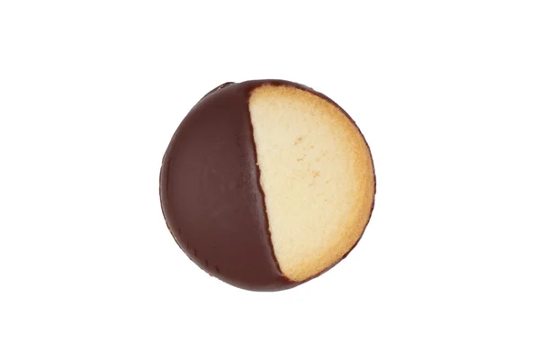 Heidesand Cookie mit einer Hälfte mit Schokolade Zuckerguss bedeckt — Stockfoto