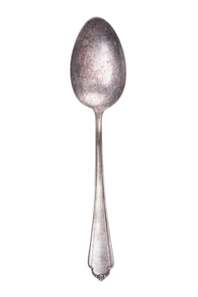 Винтажная серебряная столовая ложка — стоковое фото