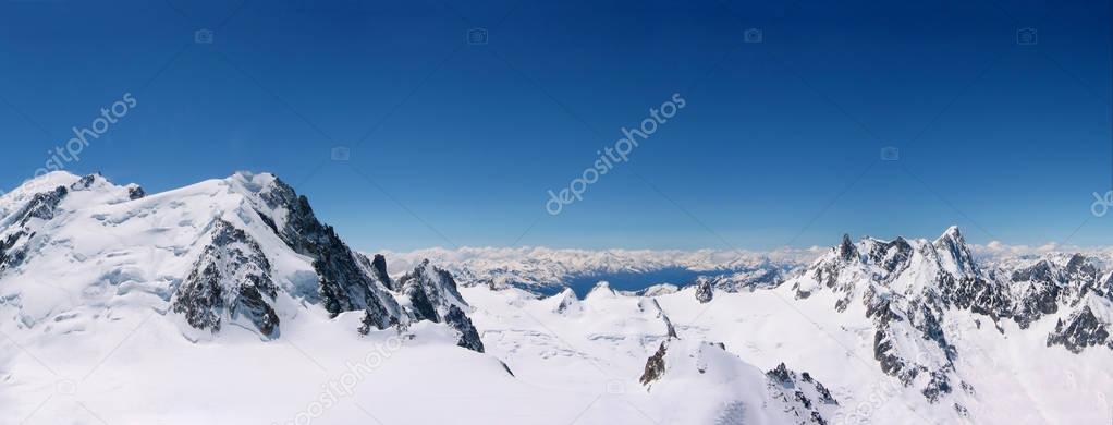 snowcapped mountain peaks at Chamonix