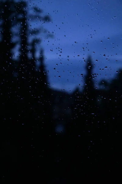 View Window Raindrops Gloomy Rainy Day Focus Rain Drops — Stock Photo, Image