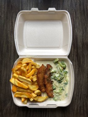 Alman paket servisi olan restoran gıda şnitzel brokoli patates kızartması