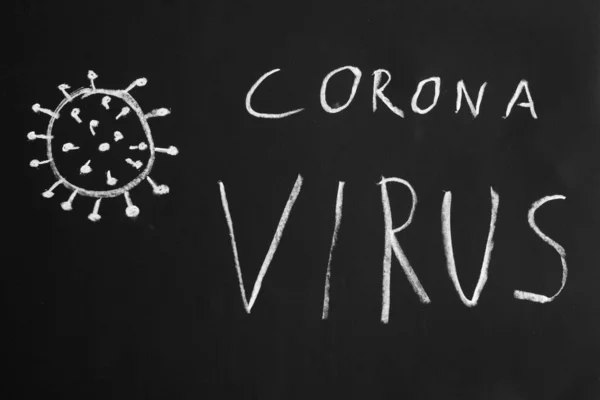 Coronavirus mit Kreide auf Tafel gezeichnet — Stockfoto