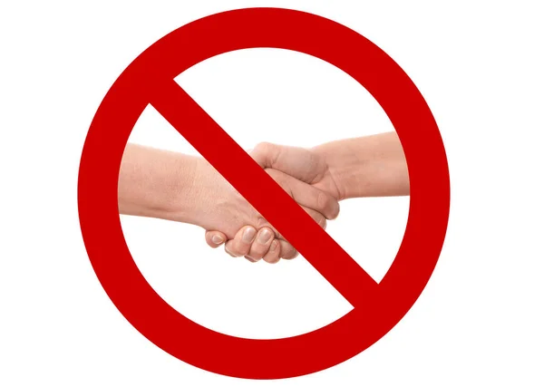 No shaking hands or handshake prohibition sign as hygiene and social distancing measure — Stock Photo, Image