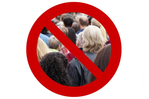 Social distancing - ban on public gathering - no crowd prohibition sign — Stock Photo, Image