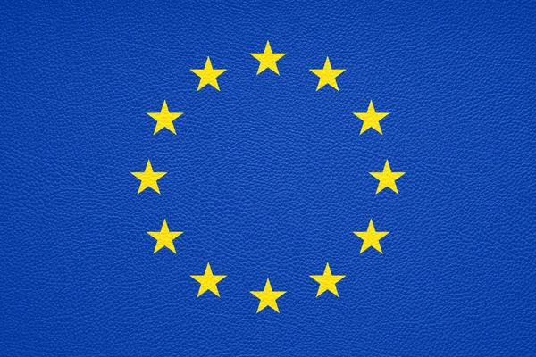 Drapeau de l'Europe ou de l'Union européenne ou de l'UE avec texture cuir — Photo