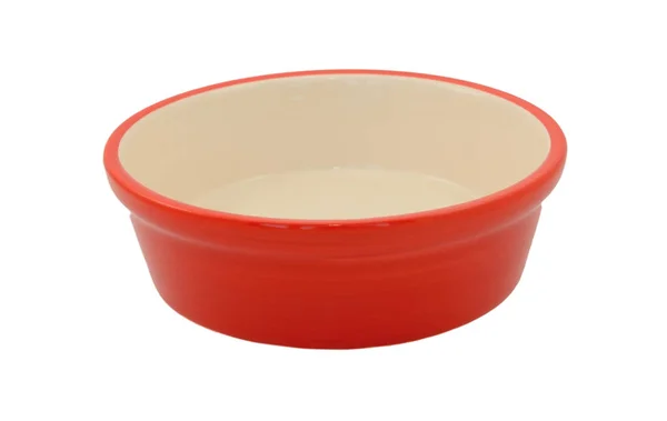 Red empty pet food bowl — Stock Photo, Image