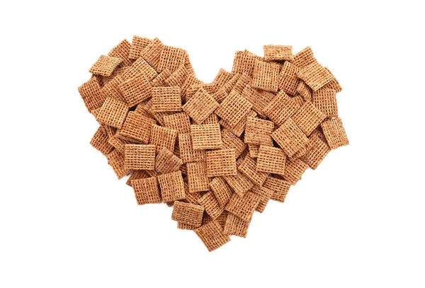 Sladové pšeničné sušenky snídani cereálie srdce — Stock fotografie