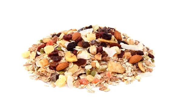 Muesli - mezcla de frutas y frutos secos con copos de cereales — Foto de Stock
