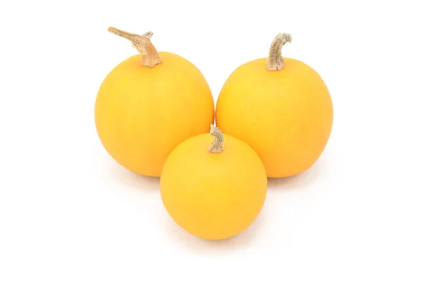 Three smooth-skinned orange ornamental gourds — Stock Photo, Image