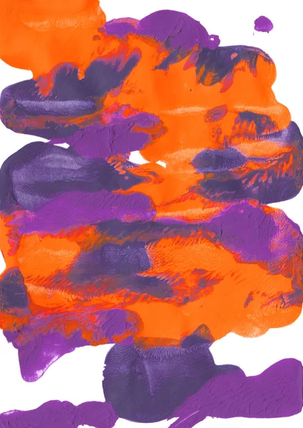 Tinta acrílica laranja e roxa em esfregaços abstratos — Fotografia de Stock