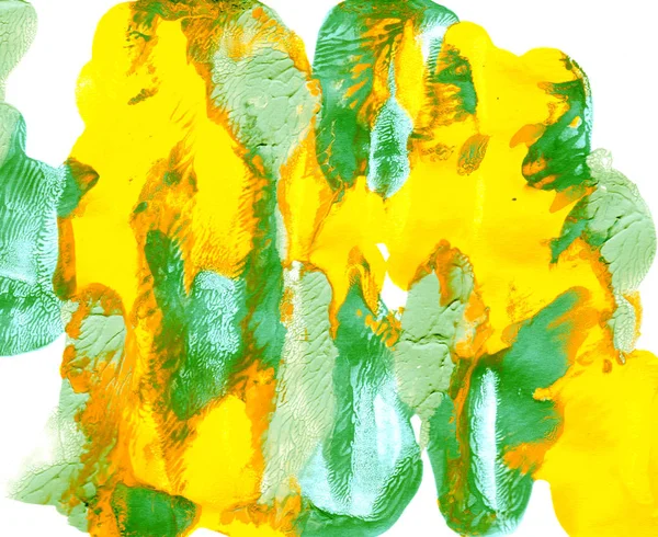 Splotches de tinta abstrata amarela e verde — Fotografia de Stock
