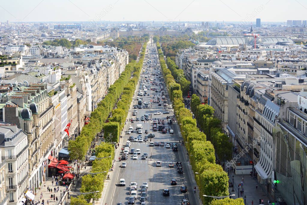 View from the Arc de Triomphe towards the Louvre