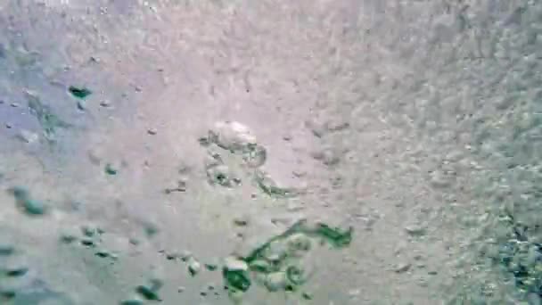 Underwater View Air Bubbles Rising Surface — Stock Video