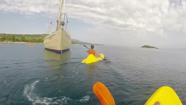 Pov Äventyr Sea Kayak Rodd Uhd Lager Video — Stockvideo