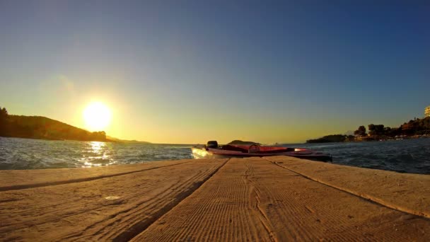 日落在海沃登码头 Uhd — 图库视频影像