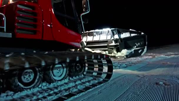 Ratrak Uwodzenie Maszyny Przygotowanie Zjazdowych Pojazdu Specjalnego Śniegu Wideo Uhd — Wideo stockowe