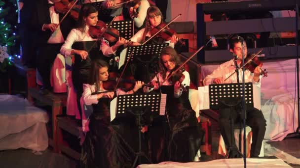 Macedonia Kocani Dec 2014 Chef Orchestre Musiciens Concert Pour Nouvelle — Video