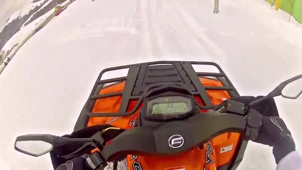 Bansko Bulgaria Feb 2014 Riding Snowmobile Race Pov Circa February — Stock Video