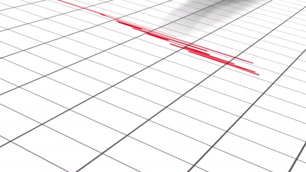 Primer Plano Flecha Dibujo Del Sismógrafo Con Tinta Roja — Vídeos de Stock