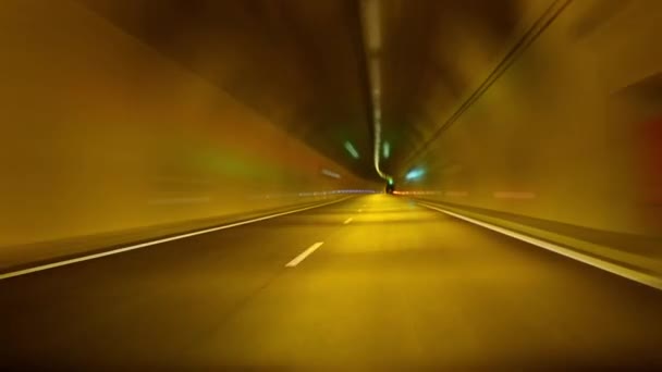 Motion Blur Car Driving Tunnel — Stock Video