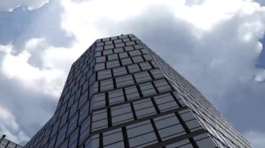 Çelik, beton ve cam gökdelenler, hiper timelapse stok video yüksek açılı görünüş