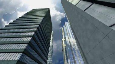 Şehir gökdelenler gökyüzü altında