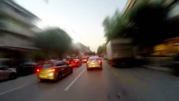 Yunanistan Selanik Ekim 2011 Araba Caddede Yüksek Hızda Sürüş Zaman — Stok video