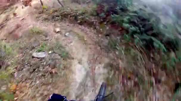 View Mountain Riding Bike Autumn — Stock Video