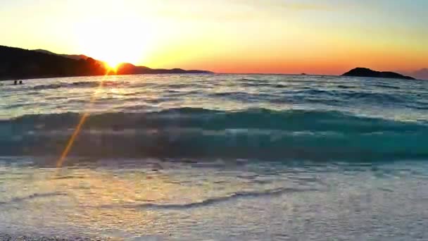 Amazing Sunset Sea Inglês Loop Stock Vídeo — Vídeo de Stock