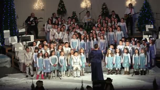 Macedonia Kocani December 2014 Conductor Musicians Chorus Traditional New Year — Stock Video