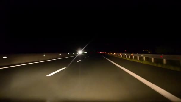 Driving Highway Road Nighttime — Stock Video