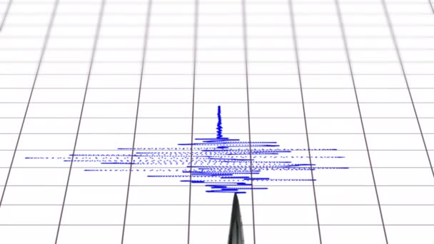 用蓝色墨水关闭地震仪绘图箭头 — 图库视频影像
